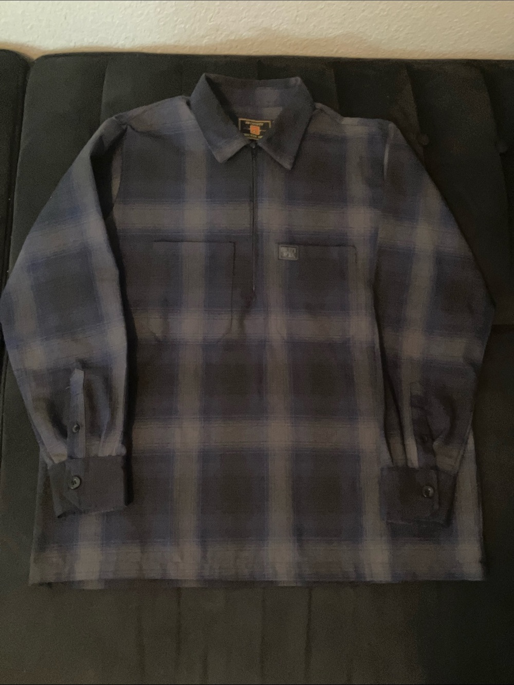 Men's Plaid Lightweight Zip-Front Shirt Jacket - Navy